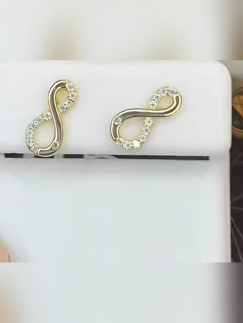 Sterling Silver Gold-Tone Crystal Infinity Stud Earrings
